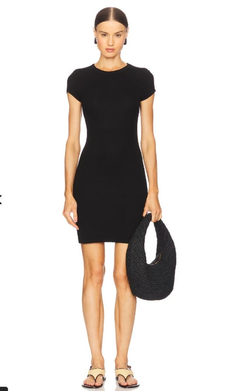 Enza Costa Silk Rib Cap Sleeve Mini Dress Black XS